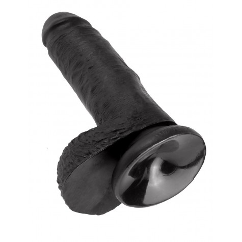 Чёрный фаллоимитатор с мошонкой 7" Cock with Balls - 19,4 см.