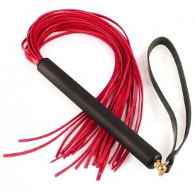 Бордовая лаковая плеть MIX с черной ручкой - 47 см.