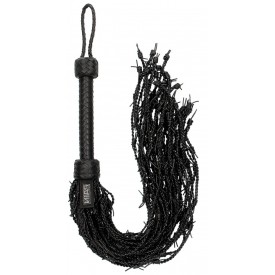 Черная многохвостая плетеная плеть Leather Barbed Wire Flogger - 77 см.