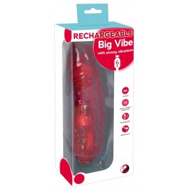 Красный вибромассажер Rechargeable Big Vibe - 23,3 см.